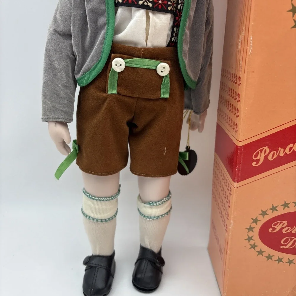 PORCELAIN DOLL Authentic Collectible Edition German Bavarian Boy Lederhosen